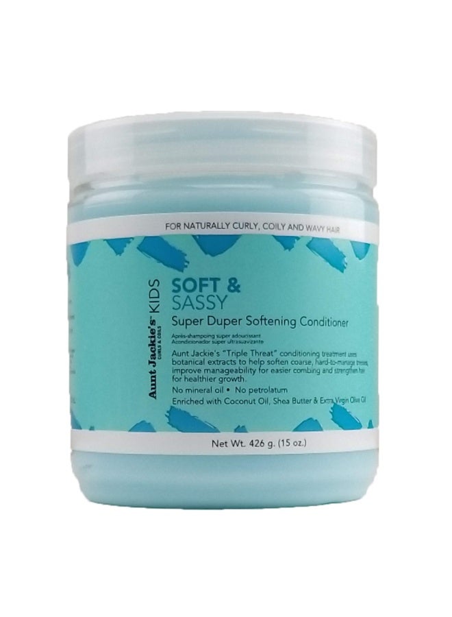 Aunt Jackie's Kids Soft & Sassy Softening Conditioner 426g | Triple Threat Conditioning Treatment for Curly & Coily Hair - Image 1